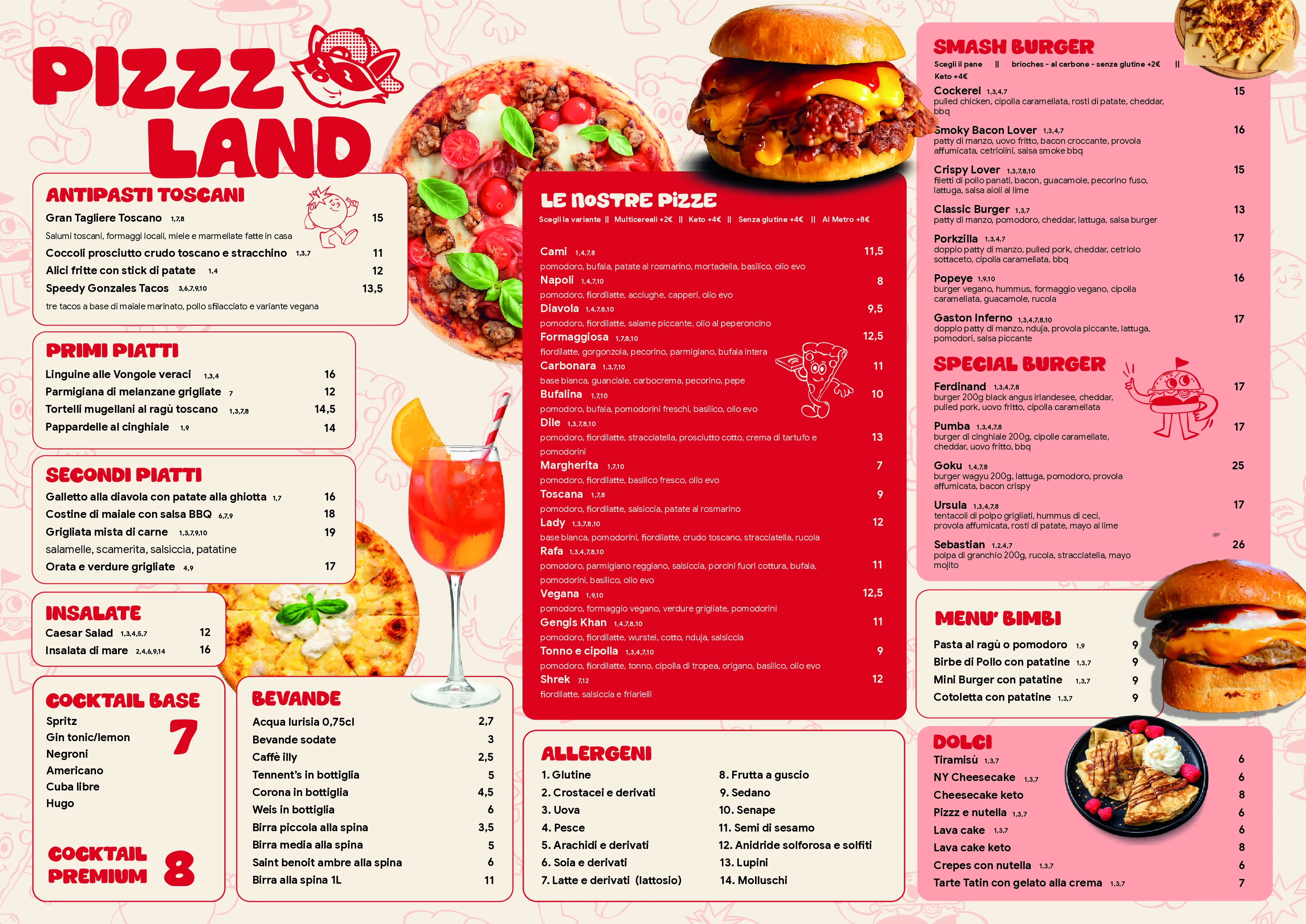 Menu Pizzzland